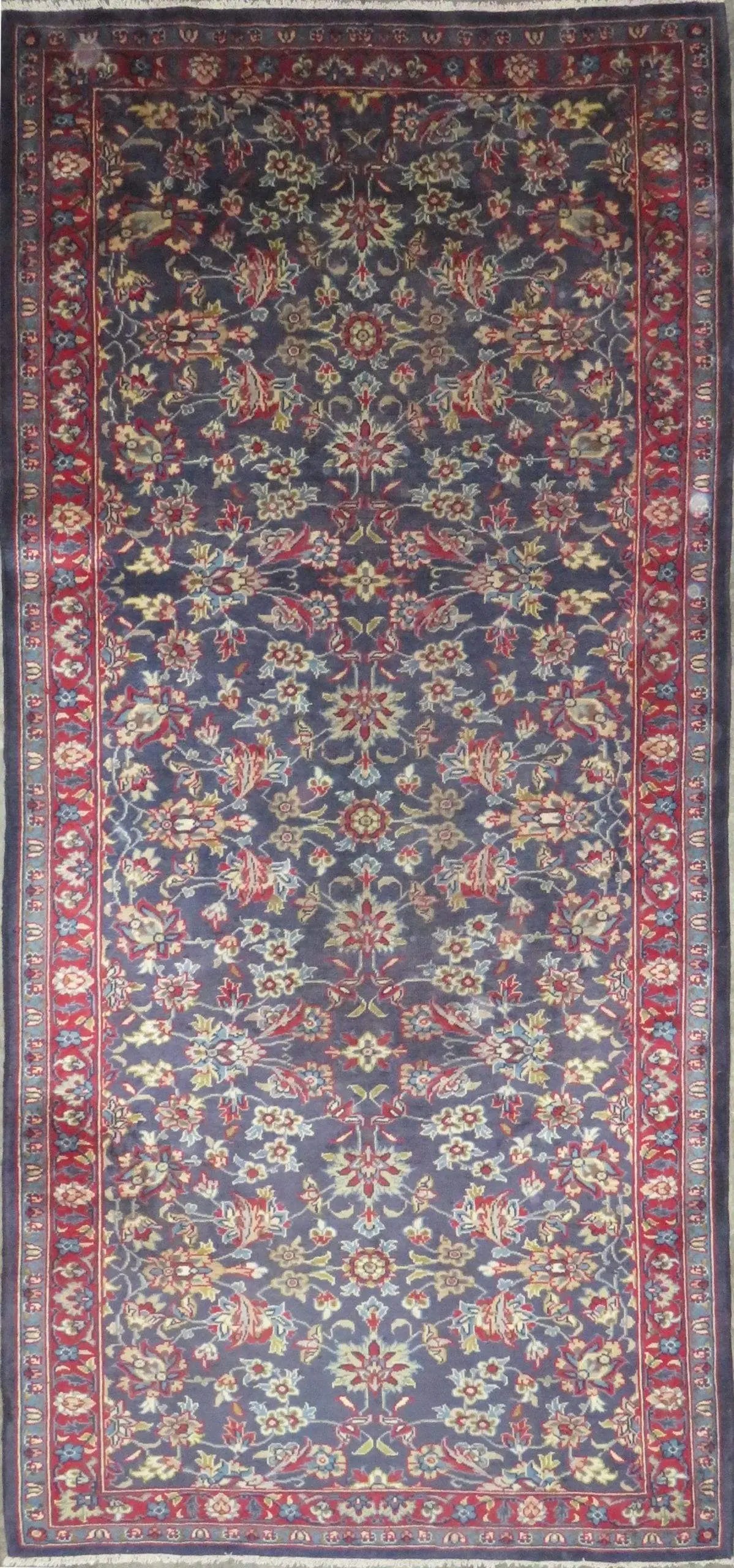 One Of The Kind Hand-Knotted Persian Wool Rug _ Luxurious Vintage Design, 10'2" x 4'7", Artisan Crafted